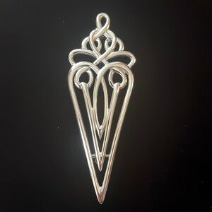 Trifari Silver Tone Brooch 3.5”x1.25”